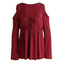 plus-size-fashion-t-shirt-women-cold-shoulder-lace-up-shirt-v-neck-long-sleeve-camisas-femininas-casual-shirt-t-shirt-tops BBL
