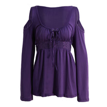plus-size-fashion-t-shirt-women-cold-shoulder-lace-up-shirt-v-neck-long-sleeve-camisas-femininas-casual-shirt-t-shirt-tops BBL