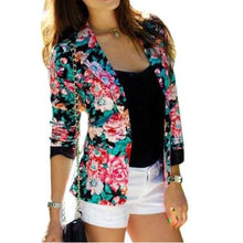 Plus Size Women Blazer Suits Slim Floral Blazer Suit Jacket Outwear Long Sleeve Women Jacket Coat GV313