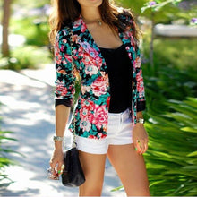 Plus Size Women Blazer Suits Slim Floral Blazer Suit Jacket Outwear Long Sleeve Women Jacket Coat GV313