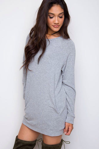 Plus Size Women Casual Dress Long Sleeve Pocket Casual Mini Dress Warm Solid Color Loose Dress Vestidos GV329