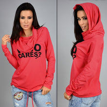 Plus Size Women Hoody Sweatshirt Women Who Cares Letter Print Hoodies Long Sleeve Casual Hooded Sweatshirts GV288