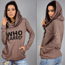 Plus Size Women Hoody Sweatshirt Women Who Cares Letter Print Hoodies Long Sleeve Casual Hooded Sweatshirts GV288