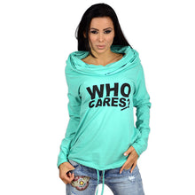 Plus Size Women Hoody Sweatshirt Women Who Cares Letter Print Hoodies Long Sleeve Casual Hooded Sweatshirts GV288