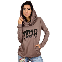 Plus Size Women Hoody Sweatshirt Women Who Cares Letter Print Hoodies Long Sleeve Casual Hooded Sweatshirts GV288