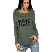 Plus Size Women Hoody Sweatshirt Women Who Cares Letter Print Hoodies Long Sleeve Casual Hooded Sweatshirts GV288