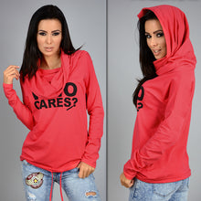 Plus Size Women Hoody Sweatshirt Women Who Cares Letter Print Hoodies Long Sleeve Casual Hooded Sweatshirts GV288