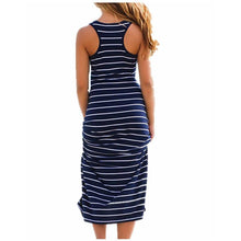 Plus Size Women Maxi Dress Style Sexy Ladies Beach Vest Dress Striped Boho Long Sleeveless Casual Vestidos