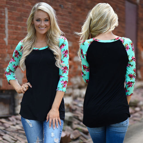 Plus Size Womens Blouse Ladies O-Neck Floral Printed Blusas Shirts Casual Tops Shirts Women Clothing GV359