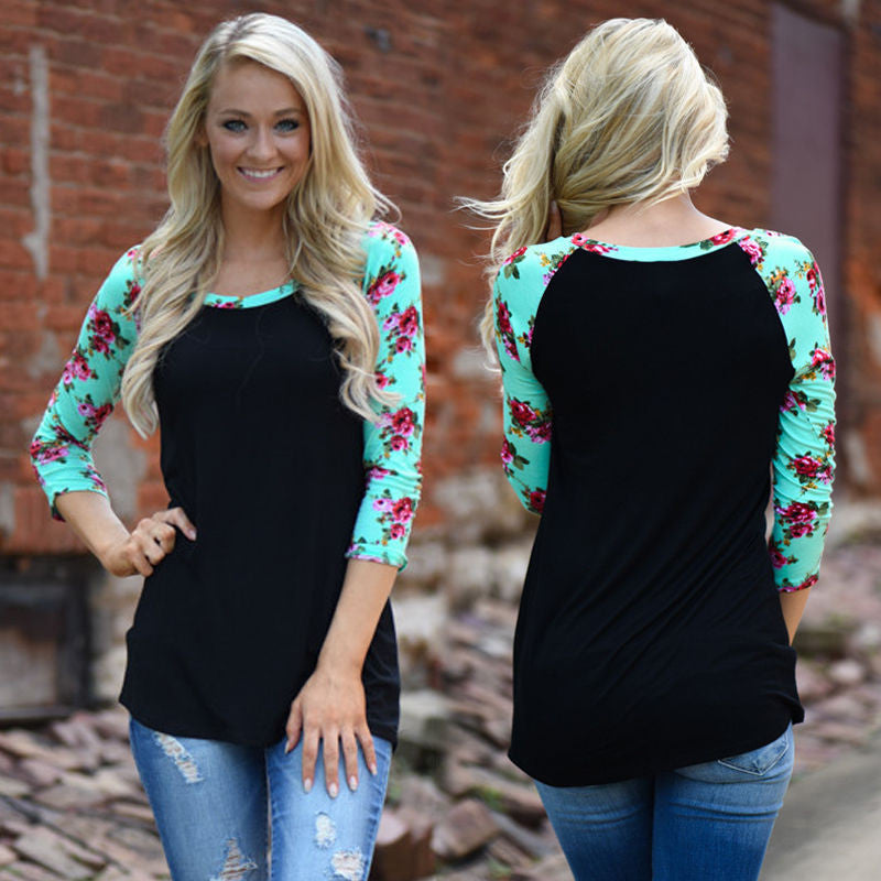 Plus Size Womens Blouse Ladies O-Neck Floral Printed Blusas Shirts Casual Tops Shirts Women Clothing GV359