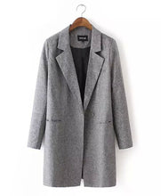 Lapel Collar Long Sleeve Loose Long Blazer Long Suit OL Jacket Coat