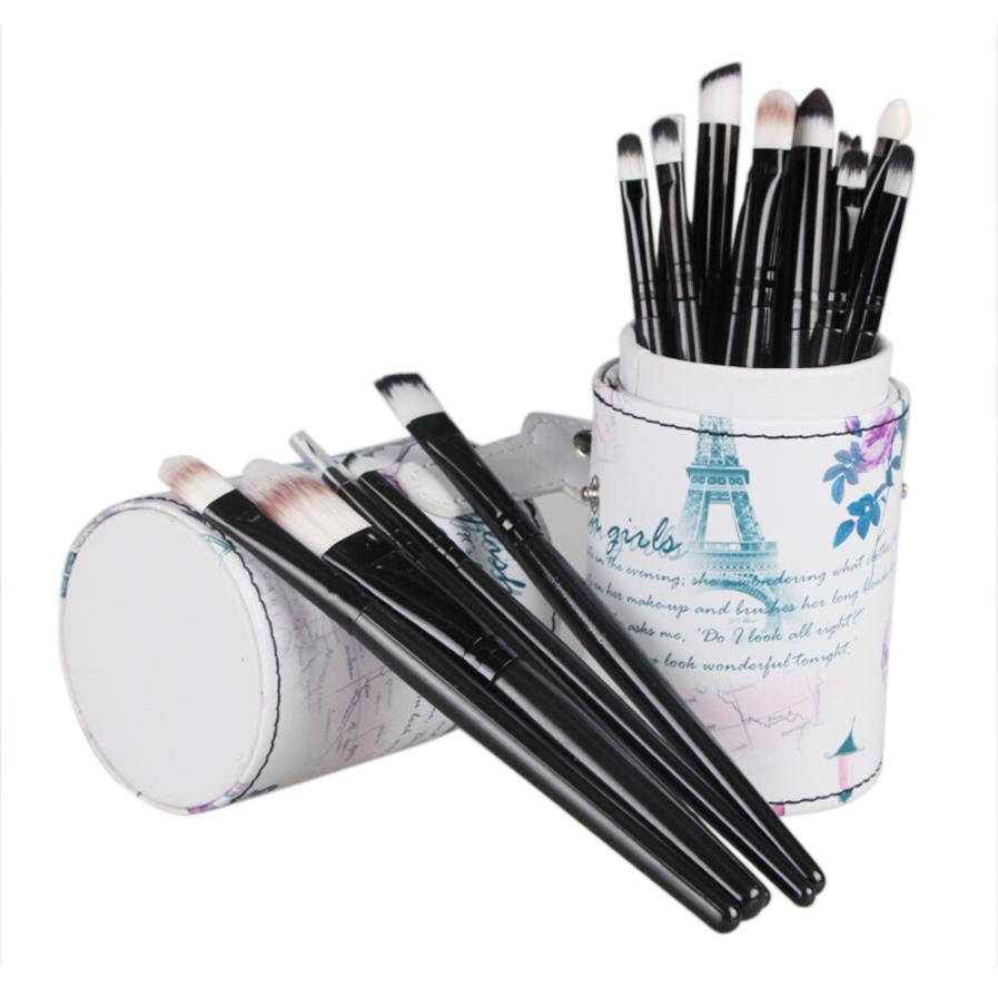 Professional 20pc Makeup Brushes 4 Colors Cosmetic Set Eyeshadow Brush Blusher Cosmetic Tools+Leather Cup Holder Case