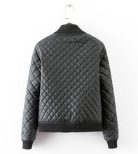 Quilting Plaid Bomber Quilted Jacket Zipper pockets Long sleeve Thick Padded Short Coat Pilots Outwear Tops Black White