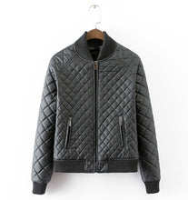 Quilting Plaid Bomber Quilted Jacket Zipper pockets Long sleeve Thick Padded Short Coat Pilots Outwear Tops Black White