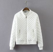 Quilting Plaid Bomber Quilted Jacket Zipper pockets Long sleeve Thick Padded Short Coat Pilots Outwear Tops Black White