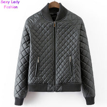 Quilting Plaid Bomber Quilted Jacket Zipper pockets Long sleeve Thick Padded Short Coat Pilots Outwear Tops Black White