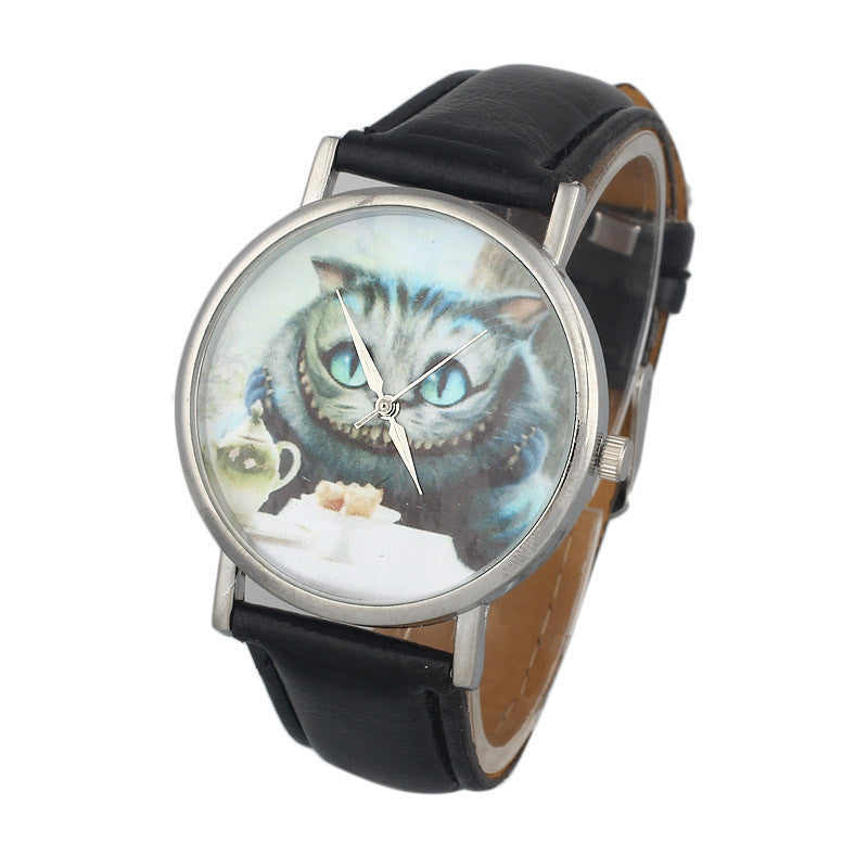 Relogio feminino Fashion & Casual Cute Cat Women Leather Band Analog Quartz Dial Wrist Watch Relojes mujer