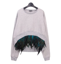 Removable Stitching Feather hem Pullovers Sweatshirt Women Irregular Hem Long Sleeve Hoodies Sweats Jumpers Femme 3 colors