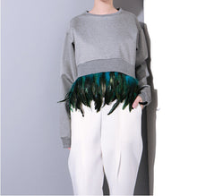 Removable Stitching Feather hem Pullovers Sweatshirt Women Irregular Hem Long Sleeve Hoodies Sweats Jumpers Femme 3 colors
