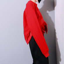 Removable Stitching Feather hem Pullovers Sweatshirt Women Irregular Hem Long Sleeve Hoodies Sweats Jumpers Femme 3 colors