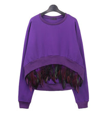 Removable Stitching Feather hem Pullovers Sweatshirt Women Irregular Hem Long Sleeve Hoodies Sweats Jumpers Femme 3 colors