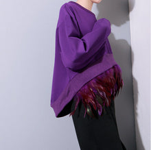 Removable Stitching Feather hem Pullovers Sweatshirt Women Irregular Hem Long Sleeve Hoodies Sweats Jumpers Femme 3 colors