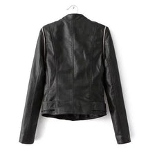 Removable sleeves Faux Leather Jacket Stand Collar Oblique Closure Zipper PU Leather Coat Outwear Femme Black White