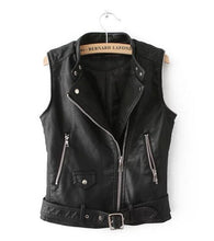 Removable sleeves Faux Leather Jacket Stand Collar Oblique Closure Zipper PU Leather Coat Outwear Femme Black White