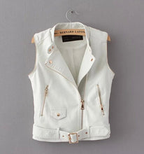 Removable sleeves Faux Leather Jacket Stand Collar Oblique Closure Zipper PU Leather Coat Outwear Femme Black White