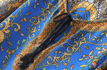 Retro Baroque Totem Paisley Floral Print Streamer V Neck 3/4 Sleeve Casual Shift Dress Women Short Dresses Tops Femme