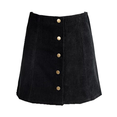 Retro Buttons Single-breasted Corduroy Skirt Skater High waist Package Hips A-line Mini Short Skirt 4 colors femme XS S M L