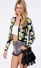 Retro Ethnic Daisy Flower Print Cardigan Thin Short Jacket Women's Collarless long sleeve Jacket Coats Suits Blouse Tops