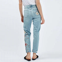 Retro Floral Embroidery Demin Skinny Jeans Woman ZA Pencil Pants Ripped Washed Zip Pocket Button Cozy Casual Slim Trousers femme