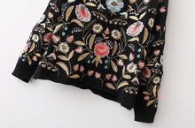 Retro Floral Embroidery Sweater Women O neck Long Sleeve Knitwear Jumper Pullover kleding jerseis mujer femme Black