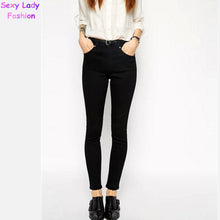 Retro High Waist Skinny Pencil Jeans Women's Stretch Legging Long Pencil Pants Slim fit Denim Trousers black s m l