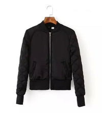 Retro Long sleeve Quilted Jacket Thin Padded Short Quilting Bomber Pilot Jacket Coat Outerwear Tops Femme 3 colors S M L XL