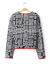 Retro Red Color Package edge Alphabet Print Short Jacket Quilted Cardigan Thin Padded Coats Outwear Tops