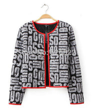 Retro Red Color Package edge Alphabet Print Short Jacket Quilted Cardigan Thin Padded Coats Outwear Tops