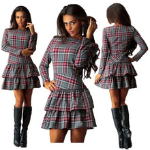 retro-women-ladies-plaid-short-mini-dress-long-sleeve-cocktail-party-dresses-s-xl BBL