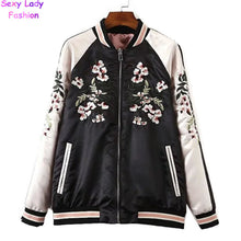 Reversible Coat Embroidery Flower Phoenix Bird Short Jacket Women Contrast sleeve Bomber Jacket Coat Pilots Outerwear