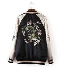 Reversible Coat Embroidery Flower Phoenix Bird Short Jacket Women Contrast sleeve Bomber Jacket Coat Pilots Outerwear