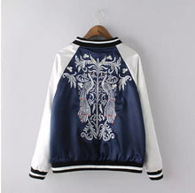 Reversible Coat Embroidery Oriental Flower Phoenix Bird Short Jacket Women Contrast sleeve Bomber Jacket Pilots Outerwear