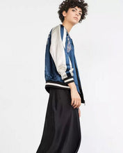 Reversible Coat Embroidery Oriental Flower Phoenix Bird Short Jacket Women Contrast sleeve Bomber Jacket Pilots Outerwear