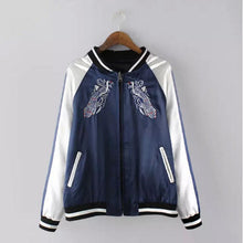 Reversible Coat Embroidery Oriental Flower Phoenix Bird Short Jacket Women Contrast sleeve Bomber Jacket Pilots Outerwear