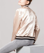 Reversible Coat Star Embroidery Jacket Women Stand collar Black Beige color Bomber Jacket Coat Pilots Outerwear