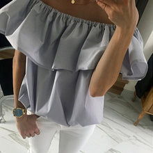 Ruffles Off Shoulder Women Blouse Candy Color Butterfly Sleeve Tops Sexy Loose blusa volante mujer GV244