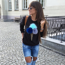 Russian Ladies Colorful Plush Ball Hoodies Novelty Causal Women's Sweatshirts Long Sleeve O-Neck Women Hoodies