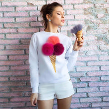 Russian Ladies Colorful Plush Ball Hoodies Novelty Causal Women's Sweatshirts Long Sleeve O-Neck Women Hoodies