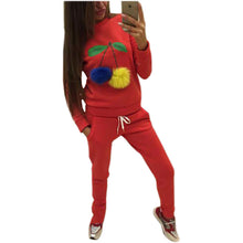 Russian Women Sweatshirt Hoodies Suits Puffer Ball Print Ice Cream Hair Plush Ball Casual Women Sweatshirt 2 Pieces Set GV400
