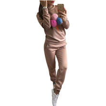Russian Women Sweatshirt Hoodies Suits Puffer Ball Print Ice Cream Hair Plush Ball Casual Women Sweatshirt 2 Pieces Set GV400